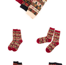 Load image into Gallery viewer, Retro Ethnic Women&#39;s Socks and The Deer Snowflake Cotton Socks