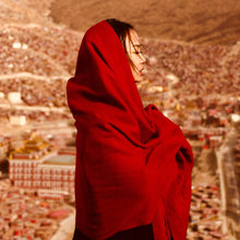 Load image into Gallery viewer, Warm Red Shawl  Red Scarf National Wind Oversized Scarf