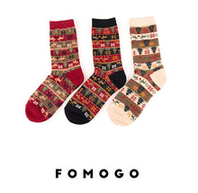 Load image into Gallery viewer, Retro Ethnic Women&#39;s Socks and The Deer Snowflake Cotton Socks