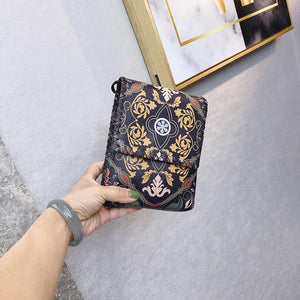 Women's Shoulder  Retro National Style Widened and Slanted Mobile Phone Double-layer Manual Bag