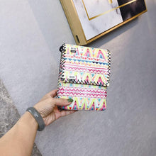 Load image into Gallery viewer, Women&#39;s Shoulder  Retro National Style Widened and Slanted Mobile Phone Double-layer Manual Bag