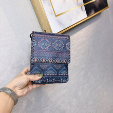 Load image into Gallery viewer, Women&#39;s Shoulder  Retro National Style Widened and Slanted Mobile Phone Double-layer Manual Bag