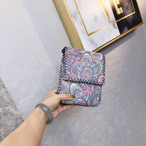 Women's Shoulder  Retro National Style Widened and Slanted Mobile Phone Double-layer Manual Bag