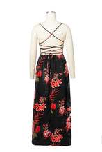 Load image into Gallery viewer, Floral Print Spaghetti Strap Back Cross Split Beach Maxi Dress