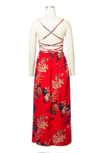 Load image into Gallery viewer, Floral Print Spaghetti Strap Back Cross Split Beach Maxi Dress