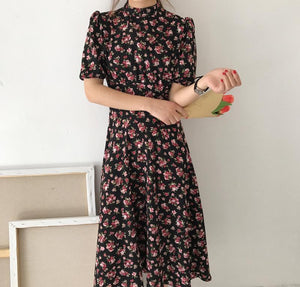 New Floral Print Short Sleeve Casual Dress