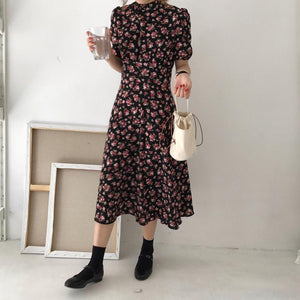 New Floral Print Short Sleeve Casual Dress