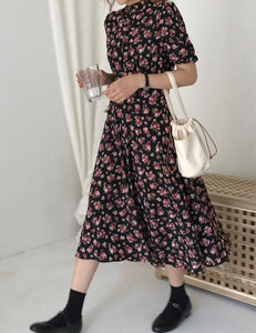 New Floral Print Short Sleeve Casual Dress