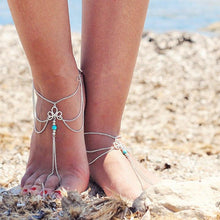 Load image into Gallery viewer, Fashion minimalist retro carved turquoise tassel with anklet foot accessories