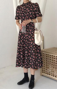 New Floral Print Short Sleeve Casual Dress