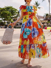 Load image into Gallery viewer, Vacation Summer Chiffon Slim Tube Top Bohemian Dress