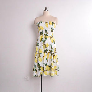 Sexy Printed Strapless Backless Beach Dress