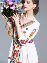 Load image into Gallery viewer, Spring Floral V-Neck Half Sleeve Loose Midi Dress