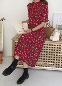 New Floral Print Short Sleeve Casual Dress