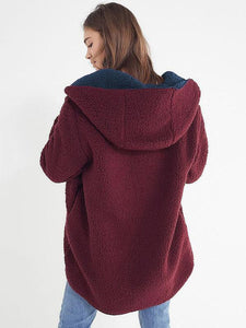Winter Long Sleeve Solid Color Warm Outwear Coat