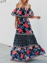 Load image into Gallery viewer, Floral Off Shoulder Beach Maxi Dress