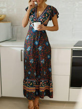 Load image into Gallery viewer, Bohemian Wind Skirt Sexy Split Skirt Wooden Ear V Collar Fashion Dress