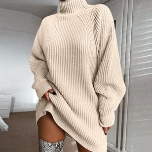 Knitwear Midi raglan sleeve turtleneck sweater dress