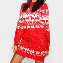 Load image into Gallery viewer, Autumn and winter new women&#39;s Christmas print long-sleeved dress