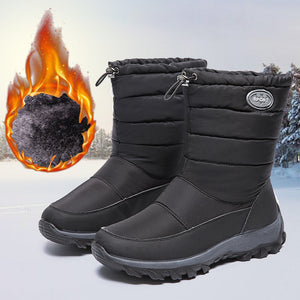 Winter snow boots women's plus size plus velvet thick cotton shoes warm mid-tube boots waterproof