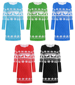Autumn and winter new women's Christmas print long-sleeved dress