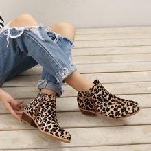 Load image into Gallery viewer, Women Chelsea Boots Spring Autumn Sexy Leopard Low Heels Platform Martin Ankle Boots Ladies Pu Leather Vintage Western Shoes