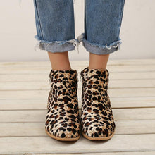 Load image into Gallery viewer, Women Chelsea Boots Spring Autumn Sexy Leopard Low Heels Platform Martin Ankle Boots Ladies Pu Leather Vintage Western Shoes