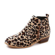 Load image into Gallery viewer, Women Chelsea Boots Spring Autumn Sexy Leopard Low Heels Platform Martin Ankle Boots Ladies Pu Leather Vintage Western Shoes