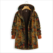 Load image into Gallery viewer, Cotton Hemp Pullover Hooded Printing Thickened Plush Coat