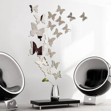 Load image into Gallery viewer, 12Pcs/lot 3D Butterfly Mirror Wall Sticker Decal Wall Art Removable Wedding Decoration Kids Room Decoration Sticker