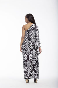 Sexy Printed Oblique Shoulder Boho Beach Maxi Long Dress