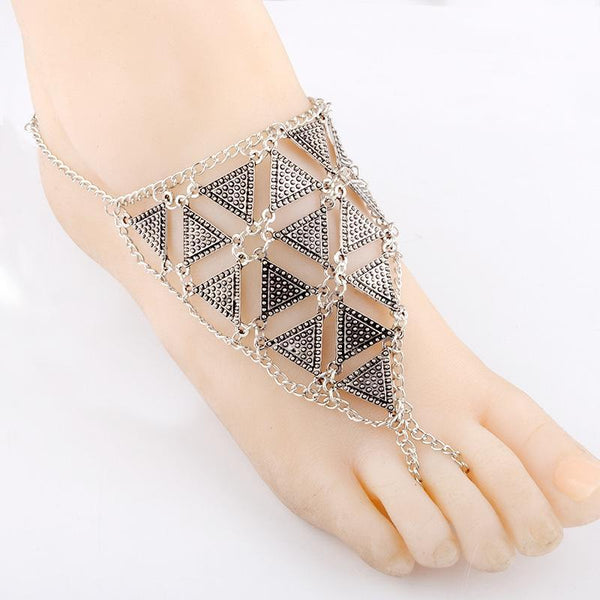 Retro exaggerated character fashion geometric triangle alloy hand-foot bracelet jewelry