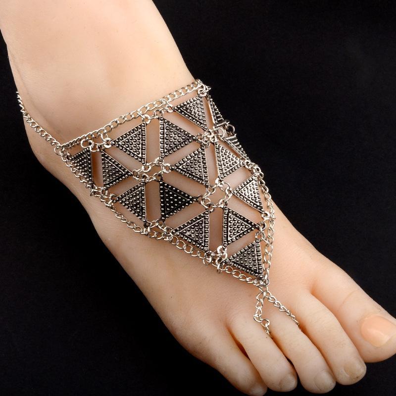 Retro exaggerated character fashion geometric triangle alloy hand-foot bracelet jewelry