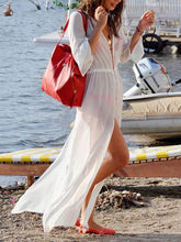 Load image into Gallery viewer, Sexy White Long Sleeve Chiffon Maxi Beach Dress Cover-up