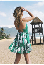 Load image into Gallery viewer, Sexy Printed Deep V Neck Sleeveless Backless Beach Mini Dress