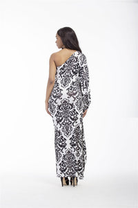Sexy Printed Oblique Shoulder Boho Beach Maxi Long Dress