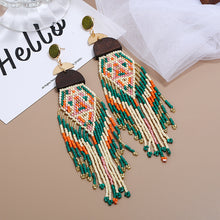 Load image into Gallery viewer, Exaggerated Long Handmade Rice Bead Tassel Earrings