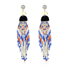Load image into Gallery viewer, Exaggerated Long Handmade Rice Bead Tassel Earrings