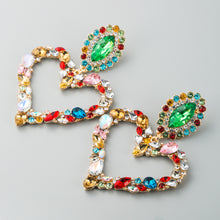 Load image into Gallery viewer, Vintage Heart Shaped Alloy Earrings With Colored Diamonds