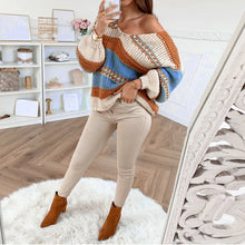 Load image into Gallery viewer, Autumn and Winter Casual Loose Solid Color Printed Sweater Sexy V-neck Sweater