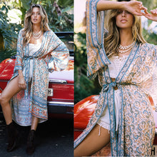 Load image into Gallery viewer, New Boho Resort Beach Print Long Lace-up cover-up Cardigan