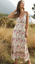 Load image into Gallery viewer, Bohemian Wind Printed Flounced V-neck Suspender Dress