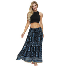 Load image into Gallery viewer, Printed Women&#39;s Elastic Waist Pleated Skirt Long Skirt