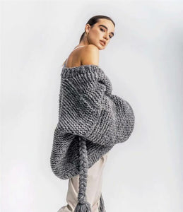 Knitting Loose Tassel Straps Long Sleeve Cardigan Sweater