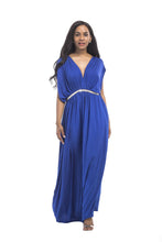Load image into Gallery viewer, Plus size sexy deep V high waist fashion bat sleeve dress long skirt banquet Evening dress