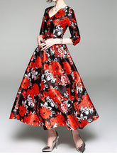 Load image into Gallery viewer, Elegant Floral Print Vintage Party Evening Maxi Dress