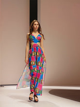 Load image into Gallery viewer, Print Spaghetti Strap Backless Split Maxi Dress
