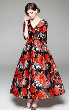 Load image into Gallery viewer, Elegant Floral Print Vintage Party Evening Maxi Dress