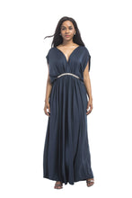 Load image into Gallery viewer, Plus size sexy deep V high waist fashion bat sleeve dress long skirt banquet Evening dress