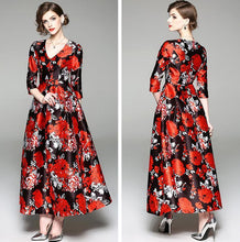 Load image into Gallery viewer, Elegant Floral Print Vintage Party Evening Maxi Dress